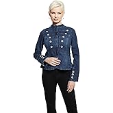 GUESS Womens Clash Marching Denim Jacket, Clash Blue, Medium