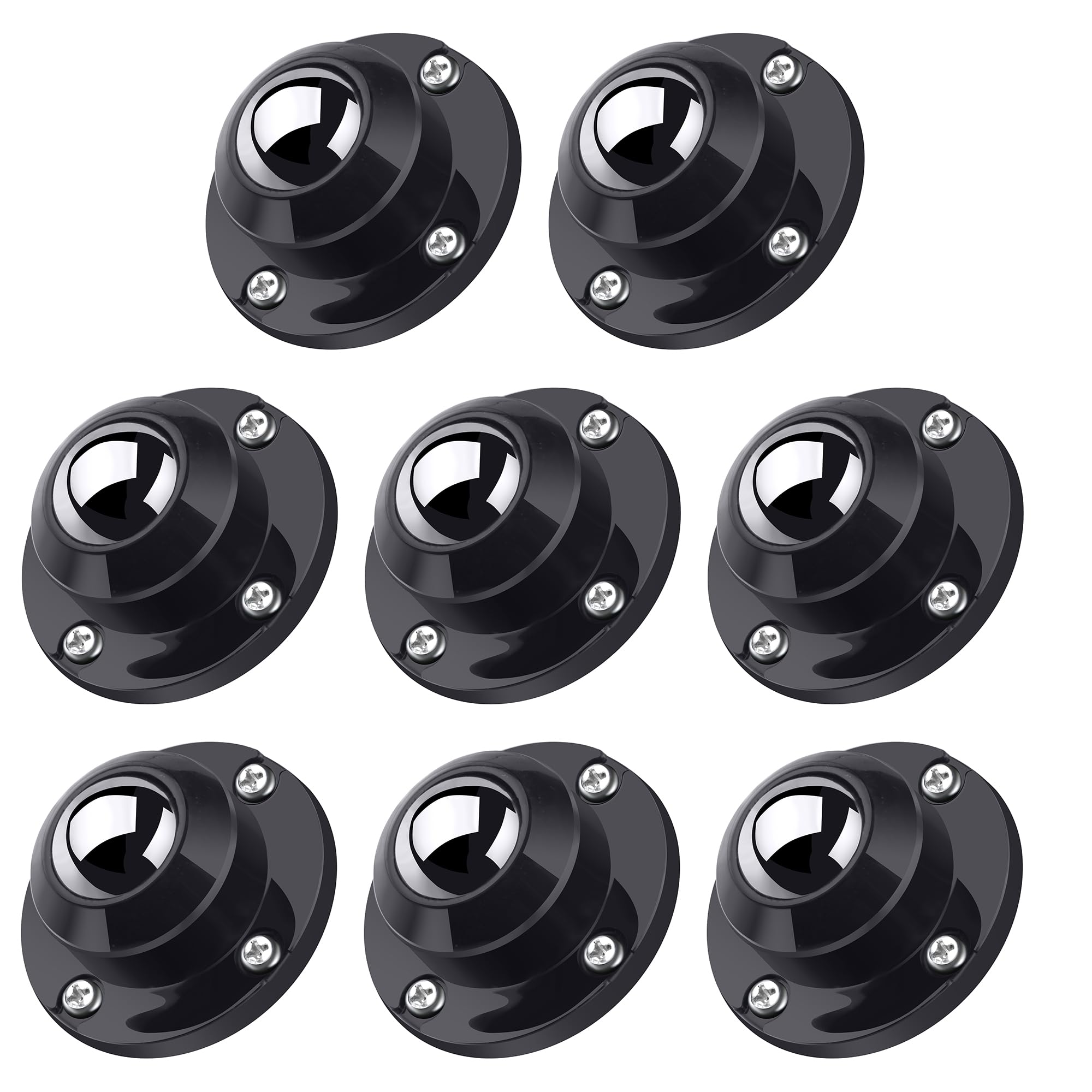 Photo 1 of PlusRoc 8 Pack Self Adhesive Caster Wheels 1 Inch for Appliance Sliders Rollers, Load Capacity 28LBS Per Wheel, Low Profile Swivel Wheels for Furniture Storage Bins, Black