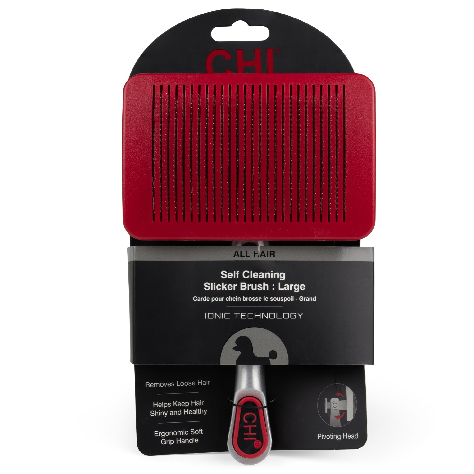 CHI Soft Pivoting Slicker Brush - Large Size, red