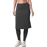 HOKOYI Women's Modest Long Skirt with Attached Leggings Pockets Midi Cover Up Workout Skirted Capris