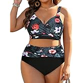 Women's Plus Size High Waisted Bikini - Two Piece Swimsuit Tummy Control Bathing Suit 2025 Twist Swimwear
