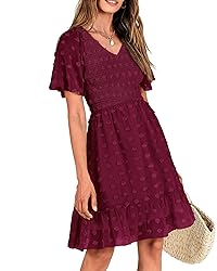 BTFBM Womens V Neck Casual Vacation Dress Short