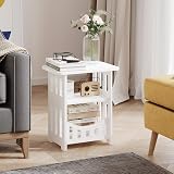Dripex 3-Tier Side End Table with Storage Shelf White Narrow Nightstand 24 x 36 view 4