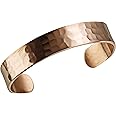 DEMMEX Hammered Copper Bracelet for Men & Women – 100% Pure Solid Turkish Copper Cuff, 1.5mm Thick, Uncoated, Unisex, Handcrafted, Wooden Gift Box, No Magnet, Pain & Stress Relief, Adjustable
