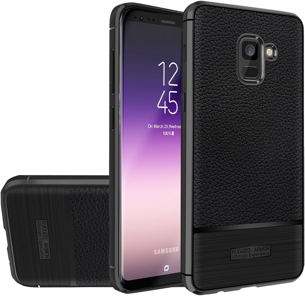 Galaxy A8 Plus / A8+ Case,Galaxy A7 2018 Case,Premium Flexible TPU Rubber Slim Fit Case Scratch Resistance Shockproof Protective Back Cover for Samsung Galaxy A8 Plus (Black)