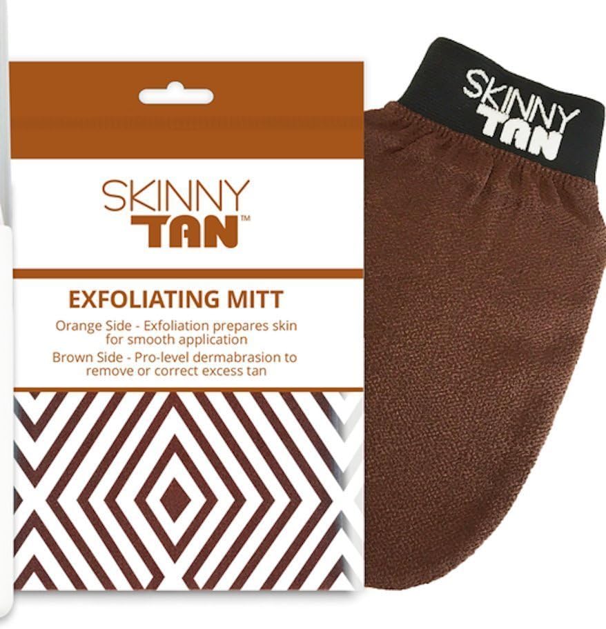 SKINNY TAN EXFOLIATING MITT, Ladies get your body self-tan ready with this dual sided skin exfoliator glove
