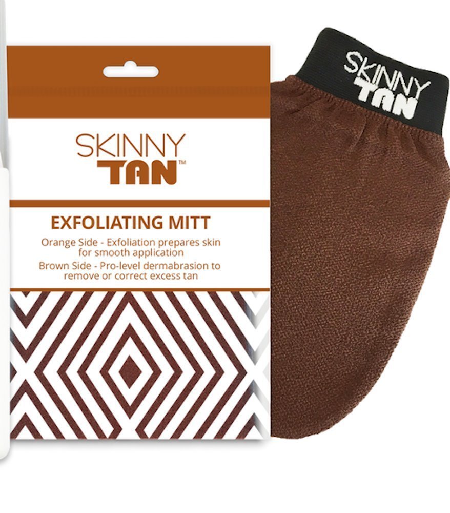 SKINNY TAN EXFOLIATING MITT, Ladies get your body self-tan ready with this dual sided skin exfoliator glove