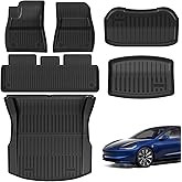 SYYFMAW Tesla Model 3 Floor Mats 2021–2023, All-Weather Custom Fit Full Set Car Mats (6pcs) with Front & Rear Cargo Liner, Trunk Tray Interior Accessories, Pet & Child-Friendly
