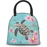 Luixdie Sea Turtle Lunch Box for Woman Ocean Animal Reusable Lunch Box Tote Bag with Front Pocket Leakproof Insulated Cooler Organizer for Work Picnic Beach Hiking Road Trip Turtle Lover Gifts