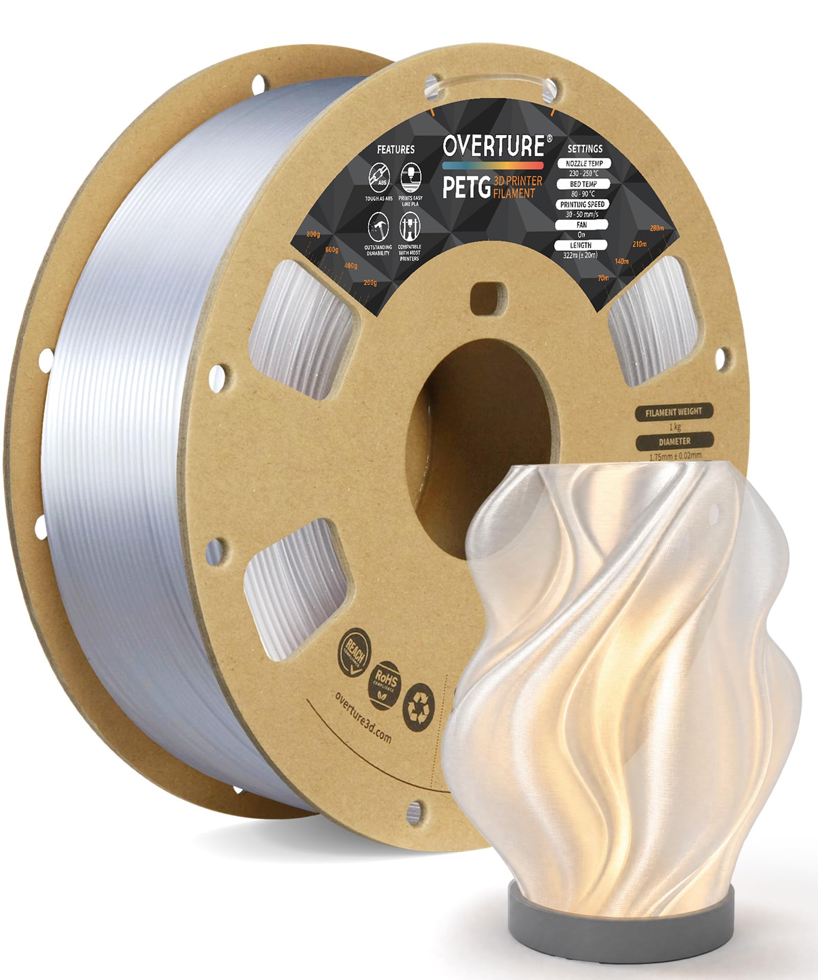 OVERTURE Rapid PETG 1,75 mm Transparent | Lichtdurchlässig