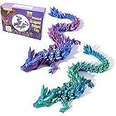 PETBSNVB 2PCS 12" 3D Printed Dragon, Articulated Dragon, Crystal Dragon, Dragon Fidget Toy, Home Office Decor Executive Desk 