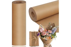 Brown Kraft Paper Roll 15"x32.8' Gift Wrapping Paper Roll DIY Bouquet/Flower Packing Paper Arts Craft Paper for Gift Wrapping