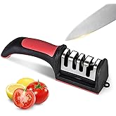 Professional 4-in-1 Knife Sharpener with Tungsten Steel &amp; Ceramic Slots, Manual Sharpener for Chef Knives, Scissors &amp; Straight Edge Blades - Home Kitchen Tool