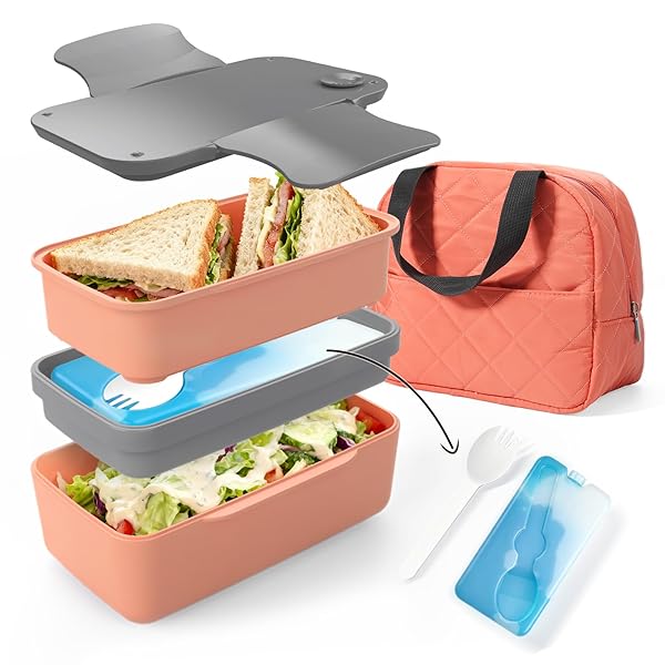 WHALEHOUSE 45 OZ DOUBLE-LAYERS SALAD CONTAINER FOR LUNCH,...