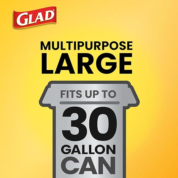 GLAD LARGE 30 GALLON TRASH BAGS, CLOROX MOUNTAIN AIR HEAVY DUTY GARBAGE BAGS, FORCEFLEX WITH DRAWSTRING, 50 COUNT (PACKAGING MAY VARY)