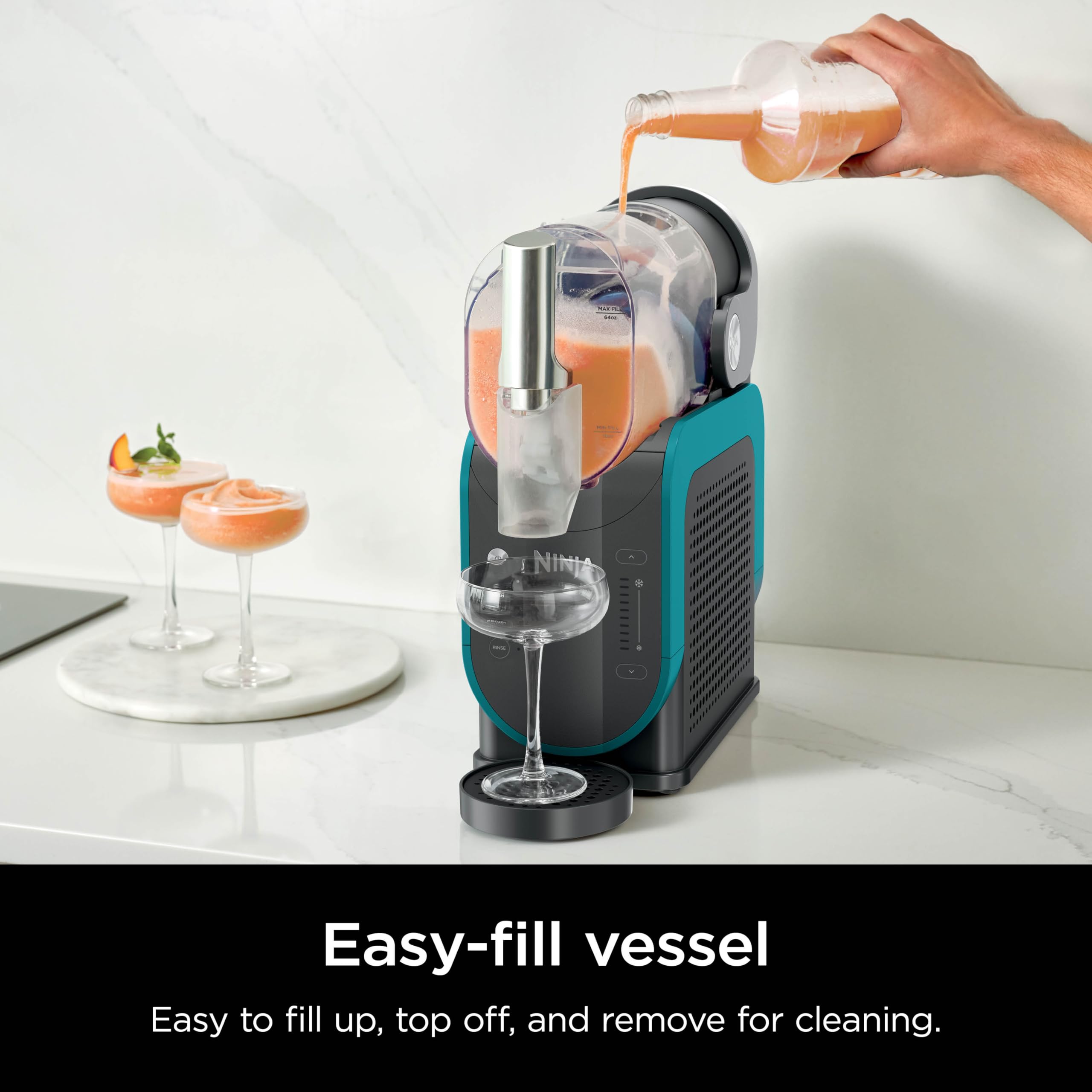 Ninja SLUSHi Professional Frozen Drink Maker with RapidChill Technology, 88 oz. Frozen Drink & Slushie Machine, 2 Preset Programs, Frozen Margaritas, and More, Premium Accents, Teal, FS299