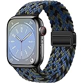 Qimela Sport Loop Compatible with Apple Watch Band 38mm 40mm 41mm 42mm 44mm 45mm 46mm 49mm for Women Men,Magnetic Strap Stretchy Braided Wristband for iWatch Series 11 10 9 8 7 6 5 4 SE Ultra 3 2 1