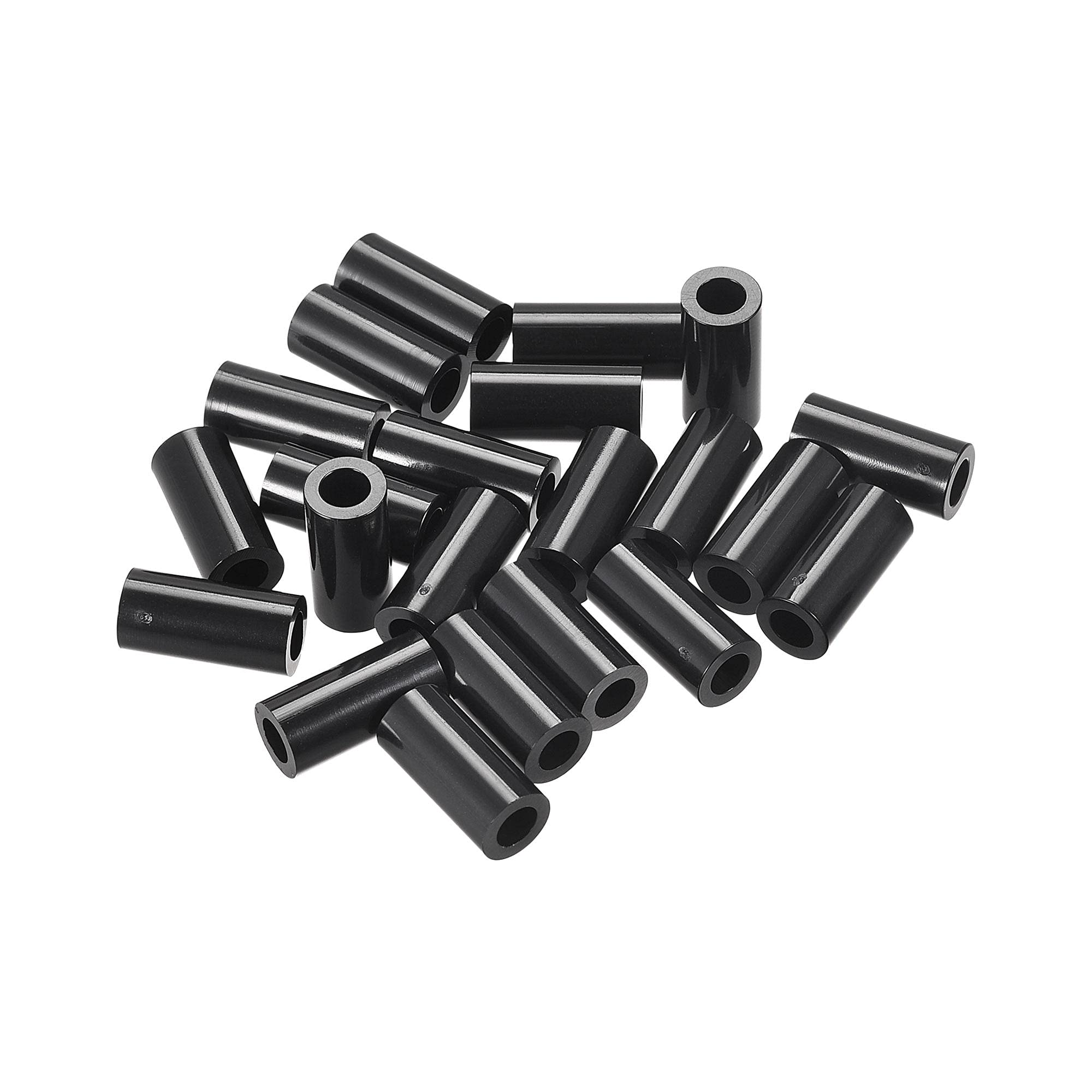 sourcing map ABS Round Spacer Washer ID 4.2mm OD 7mm L 15mm Plastic Standoff for 3D Printer TV Wall Mounting Electrical Outlet, Black, 100Pcs