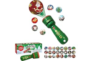 EXTUCH Children's Christmas Flashlight Projector, 24 Different Santa Claus Christmas Image Projection Toys, Christmas Home Birthday Party Lights, Slide Projector Flashlight Education and Learning (Green)