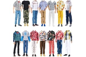 E-TING 6-Item Fantastic Pack = 3 Sets Fashion Casual Wear Clothes Outfit for 12 Inch boy Doll Clothes Random Style