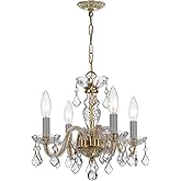 Crystorama Traditional Crystal 4 Light Clear Italian Crystal Polished Brass Mini Chandelier