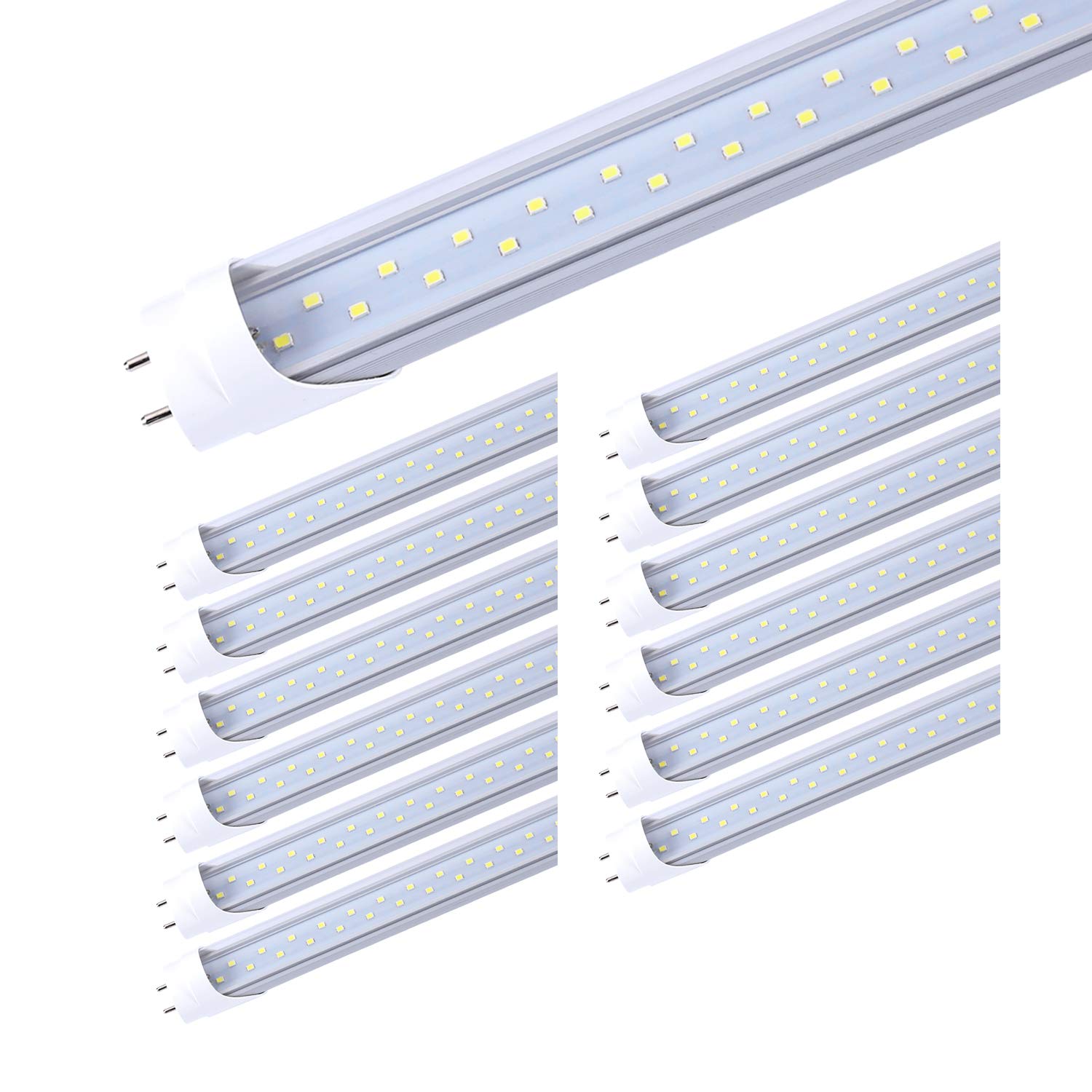 TRLIFE T8 LED Light Tubes 4FT, 28W 5000K Daylight White 4FT LED Light Bulbs, Dual Row LEDs Replacement LED Bulbs for 4 FT Fluorescent Fixture, Clear Cover, 3360Lm, Dual-end Powered(12 Pack)