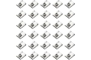 PATIKIL U-Style Clip-On Nut, 30 Pack M4-0.7 Regular Extruded U-Nut U-Type Fasteners Hardware Nuts 304 Stainless Steel for Automotive Metal Cars Motorcycles, Silver