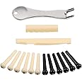 TecUnite Acoustic Guitar Bridge Pins Puller Remover Extractor Tool with Guitar Nut and 12 Pack Guitar Bridge Pins
