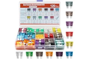 120Pcs Low Profile Automotive Fuses Kit - Mini Blade Fuses with Puller, 5A-40A for Car/Truck/SUV/Motorcycle (Corrosion-Resist