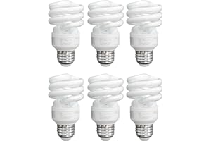 Xtricity Compact Fluorescent Light Bulbs T2 Spiral, E26 Base, 13W (60W Equivalent), 5000k Daylight, 900 Lumens, CFL, 120V - UL Listed, (6 Pack)