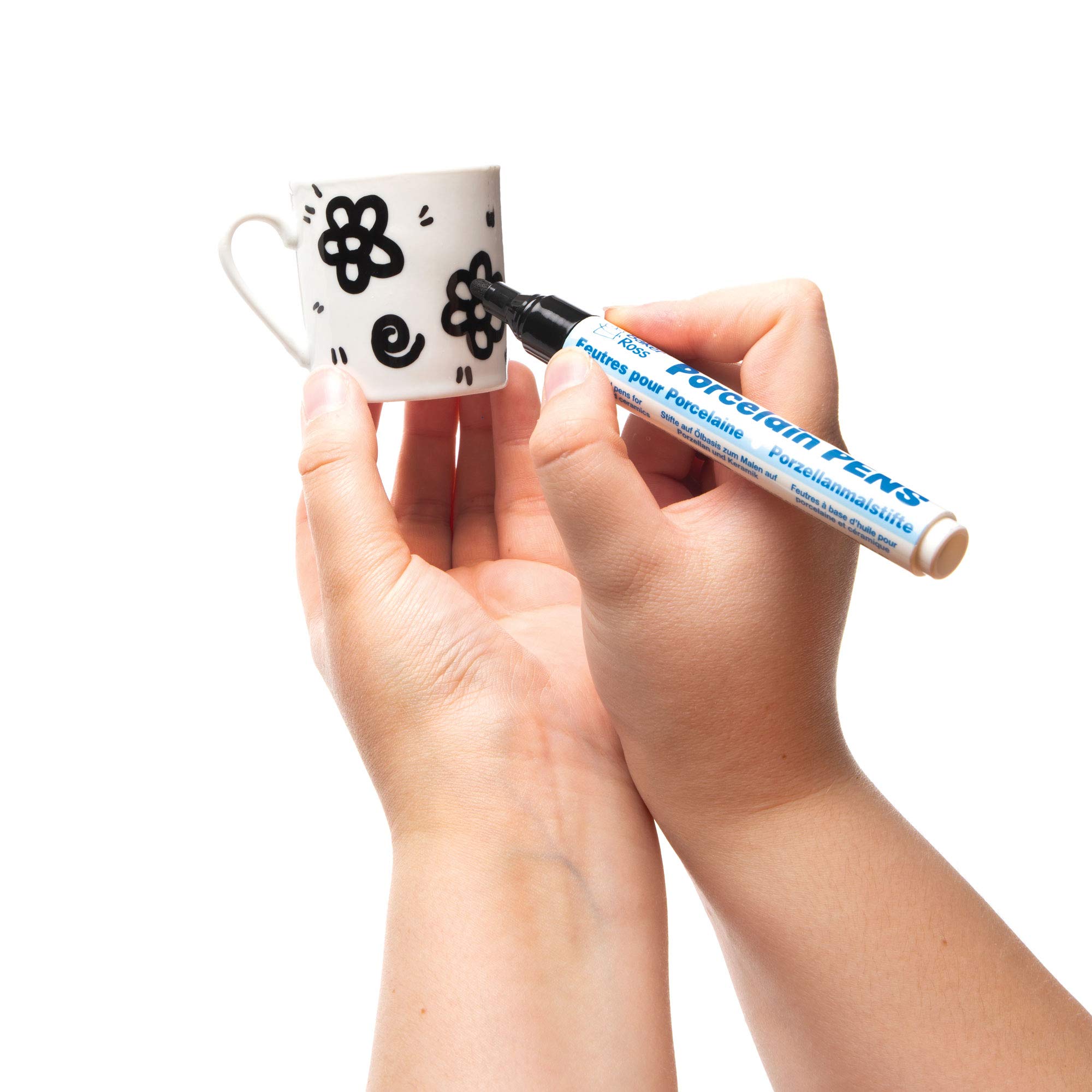 Baker Ross AW979 Black Porcelain Pens for Kids - Pack of 2, Outline Markers Perfect for Children's Painting and Decorating Activities, Ideal for School, Home Groups and Party Crafting