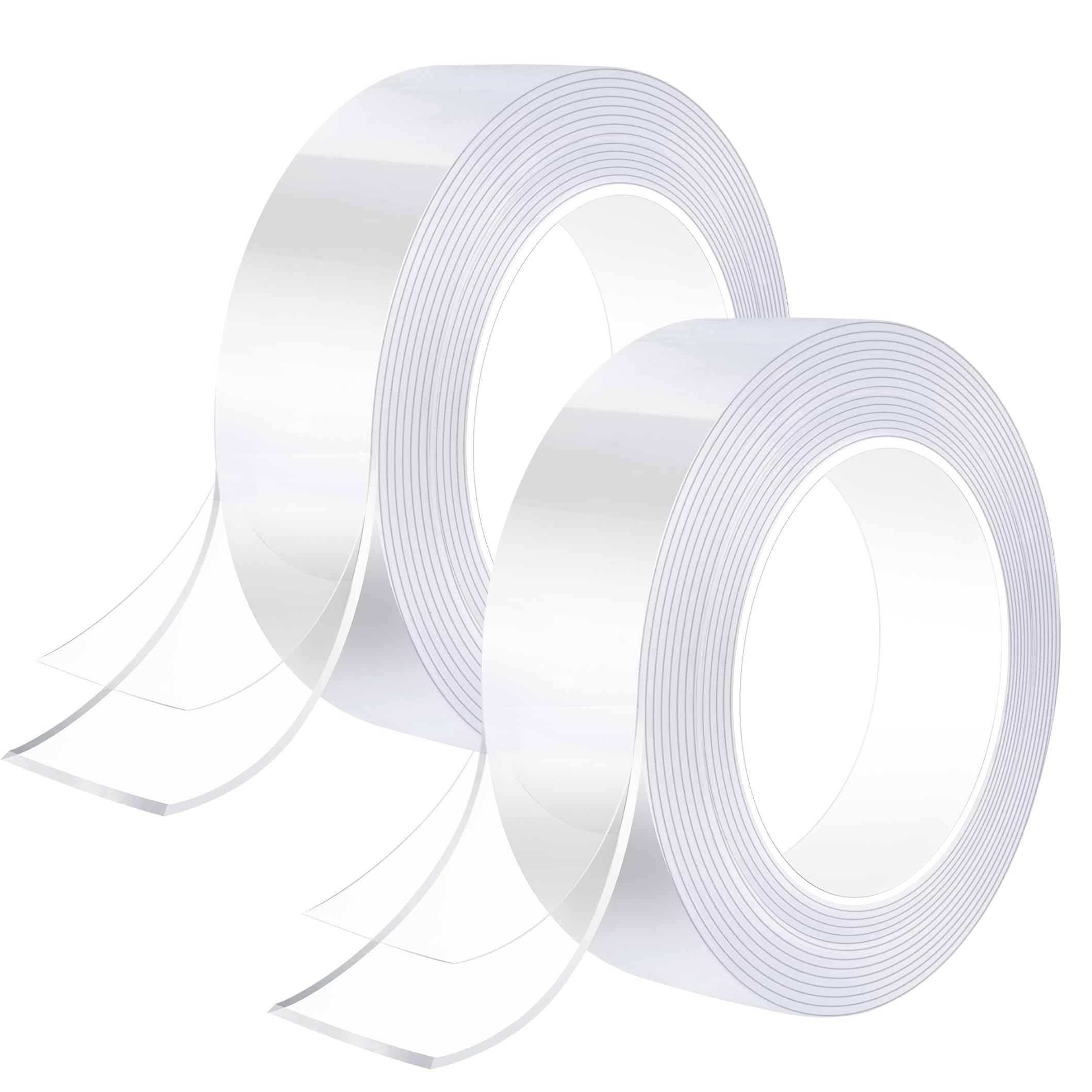 PLULON 6M/ 19.7FT Double Sided Tape Heavy Duty, 2 Rolls Transparent Strong Double Sided Sticky Tape, Removable Reusable Sticky Carpet Tape for Walls Photos Party (6m x 20mm x 1mm)