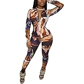 YouSexy 2 Piece Legging Pant Sets for Women Floral Print Long Sleeve Tracksuits Outfits