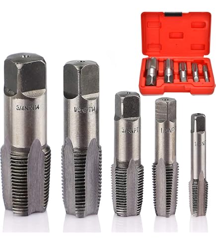 Kit 6 Tarauds NPT Pour Tuyaux - 1/8" à 1" Outils Taraudage Plomberie Acier Carbone