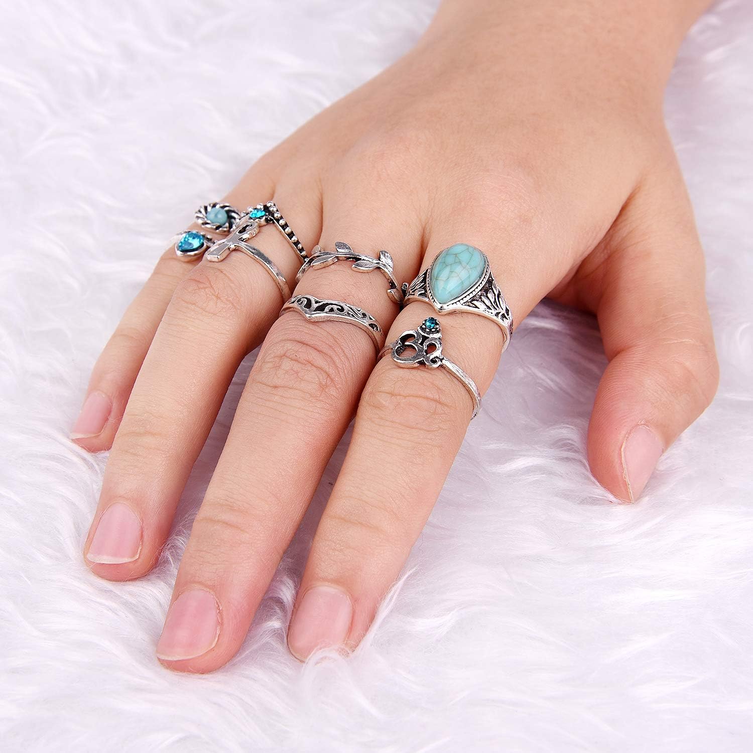 TUPARKA 46 Pcs Vintage Punk Rings Set Boho Joint Knuckle Ring Stackable Finger Rings Retro Jewellery Gift for Girls Women - Image 5