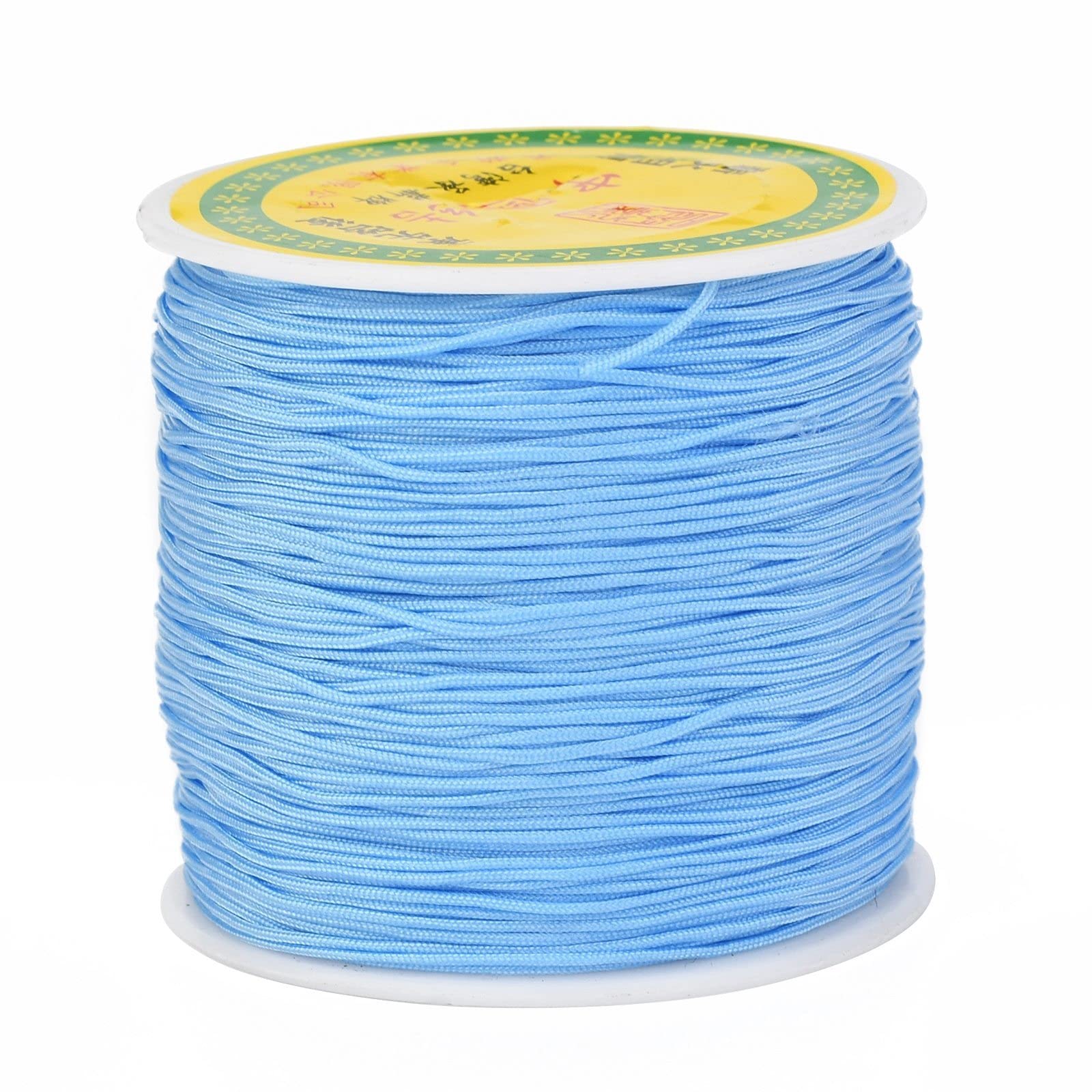 Fashewelry 100 Yards Nylon Beading Thread Cords 0.8mm Light Sky Blue Macrame Chinese Knotting Cord String for DIY Necklace Bracelet Craft Jewellery Making
