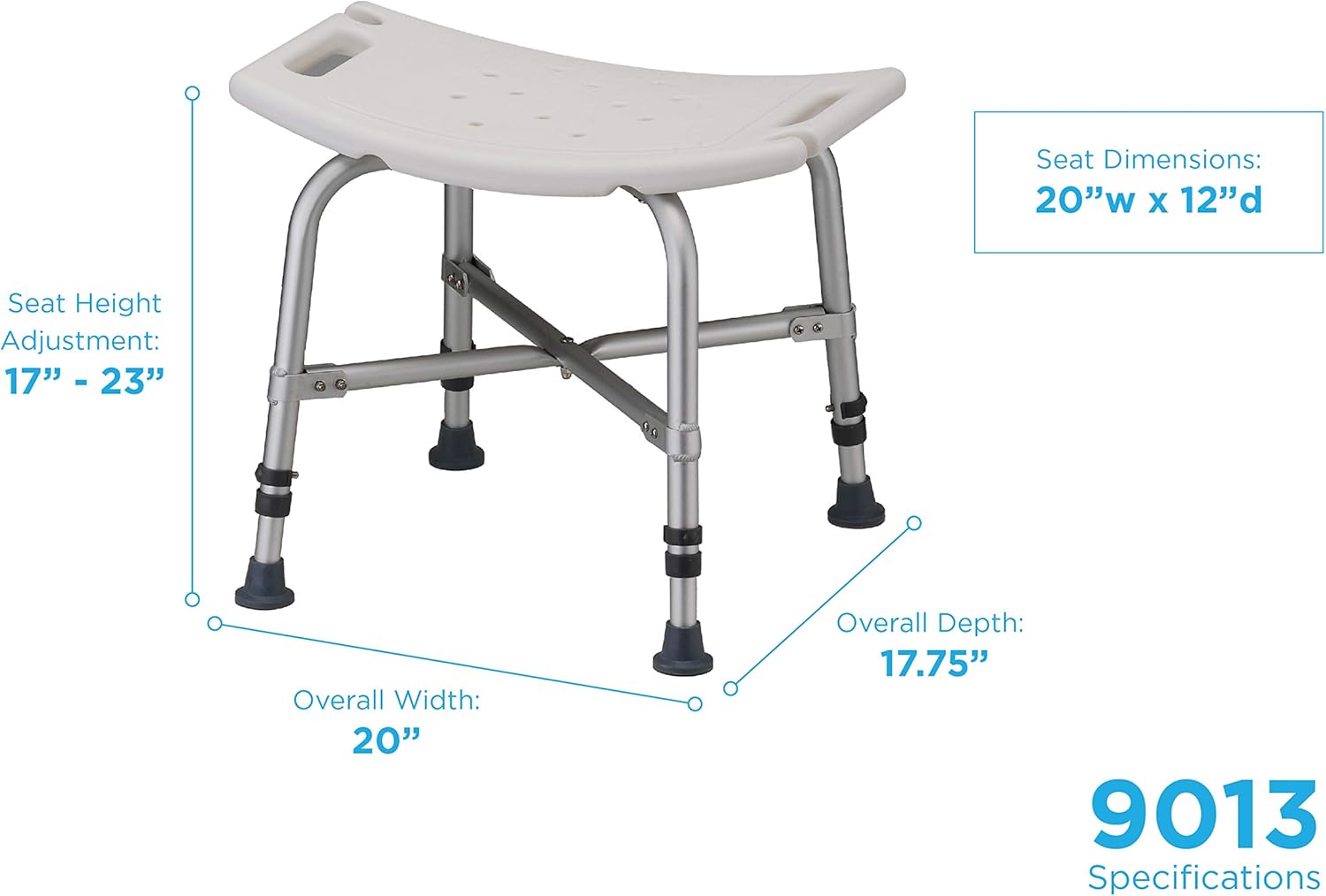 Nova Heavy Duty Shower & Bath Chair, 500 lb. Weight Capacity, Quick & Easy Tools Free Assembly, Lightweight & Seat Height Adjustable, Great for Travel: Health & Personal Care