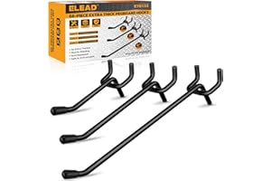 ELEAD 66-Piece 2/4/6 Inch Extra Thick Pegboard Hooks, Heavy Duty Peg Board Organizer Accessories, Peg Board Tool Hangers Fit for 1/4" Pegboard Hanging Tools Garage, Workshop, and Craft Storage