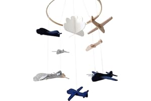 SORREL + FERN Baby Crib Mobile (Airplanes in The Clouds) - Nursery Decoration Ceiling Mobile and Baby Shower Gift for Boys & Girls - Grey and White