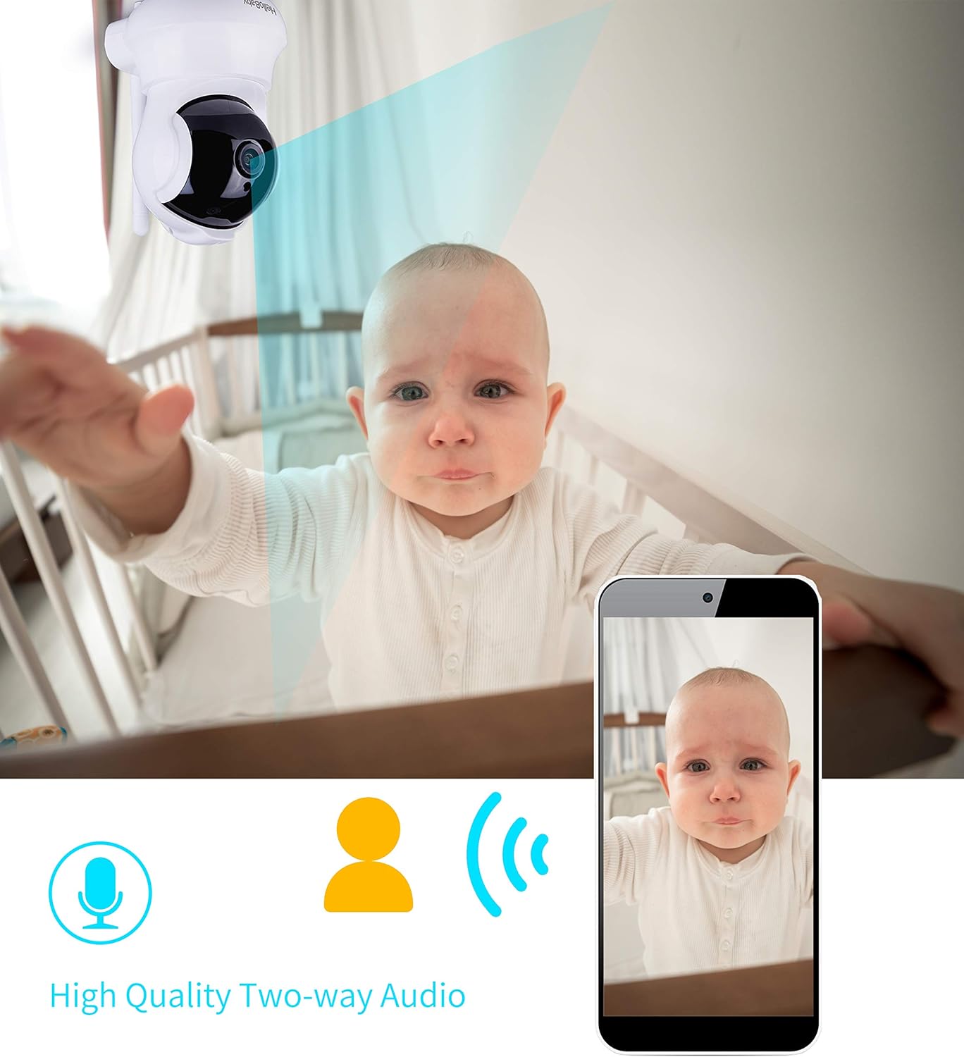 High Tech Photo Et Camescopes Estiloss Com Hellobaby Systeme De Surveillance De Securite Ip Sans Fil 1080p Hd Pour Interieur Avec Zoom Vision De Nuit Detection De Mouvement Par Vision Nocturne Hb0