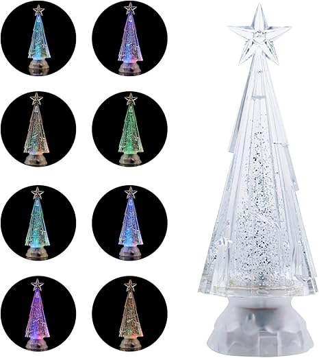 Amazon Com Acrylic Christmas Tree Light Color Changing Lights 8 Colors Changing Night Light Battery Operated Table Top Lamp Led Nightlight For Xmas Christmas Home Decor Home Improvement