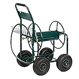 VINGLI 4-Wheel Garden Hose Reel Cart with Storage