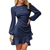 Byinns Women's 2026 Knit Sweater Bodycon Mini Dress Ribbed Long Sleeve Ruffle Hem Cocktail Party Sexy Fall Winter Dresses