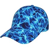 BCQJNB Blue Cool Flame Baseball Cap, Snapback Trucker Hat | printed baseball cap with breathable mesh back, Adjustable snapback closure trucker hat for men &amp; women