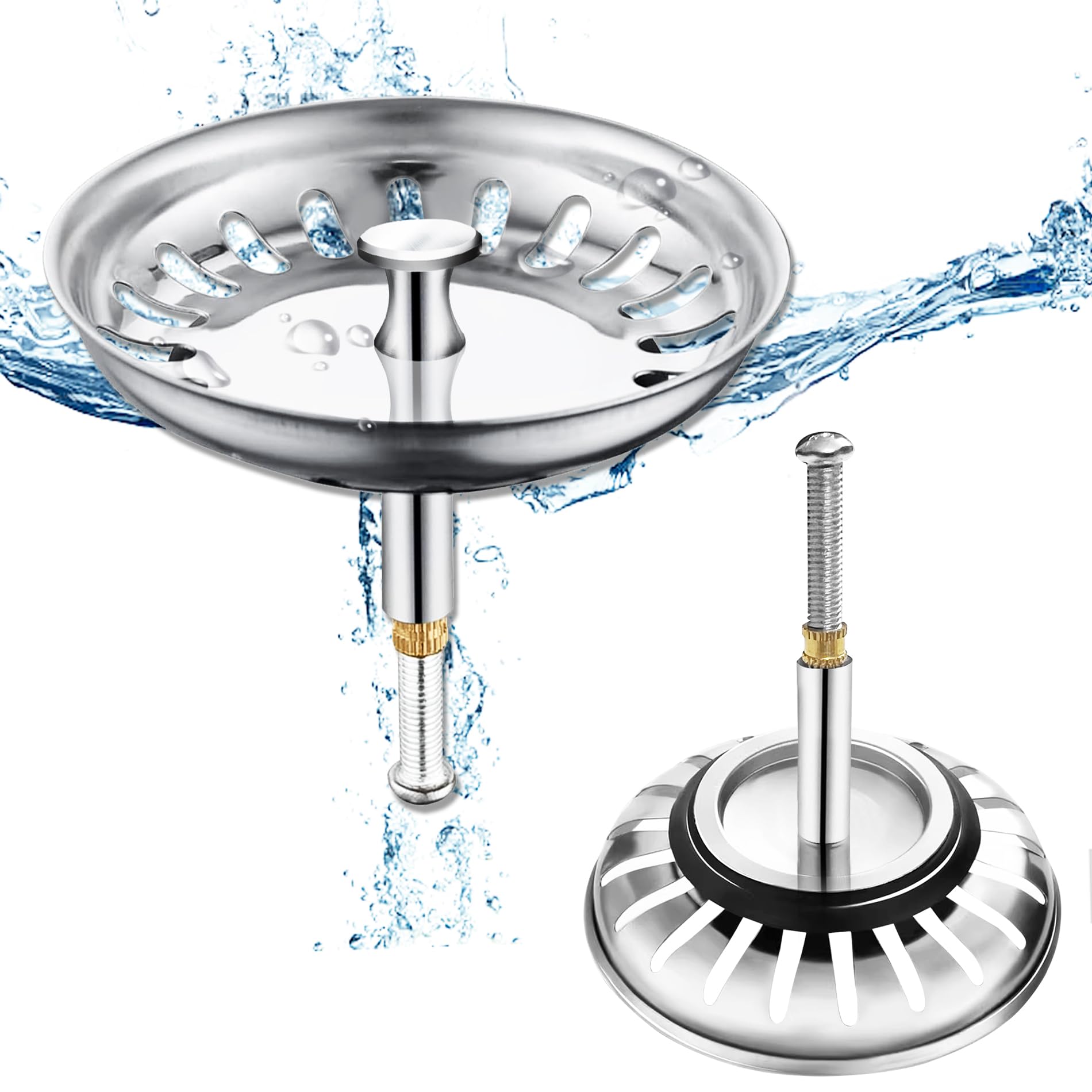 1 Pack Kitchen Sink Plug and Strainer, 304 Stainless Sink Strainer Plug, Height Adjustable Sink Strainer Basket Drain Plug,for Kitchen Prevent Blocked Drains and An unpleasant odor in The Kitchen-79mm