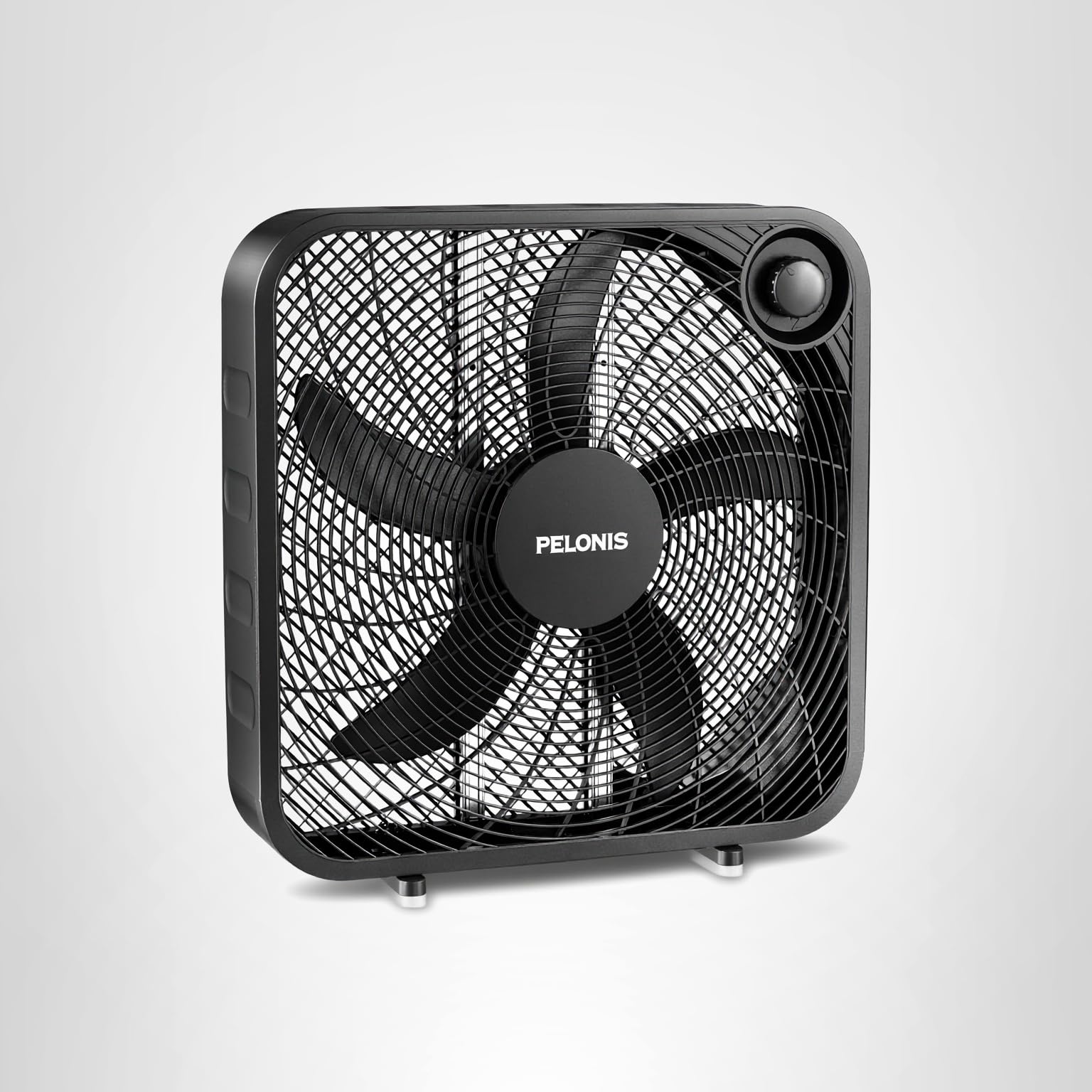 PELONIS 20 Inch Box Fan – 3 Speeds, Window Fans, Floor or Tabletop, 25ft/s, 2025 Upgraded, Superior Air Throw (2295 CFM), Lightweight, 5 Blades, Fans for Bedroom, Office, Living Room, Garage