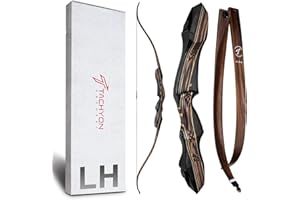 TACHYON ARCHERY Takedown Recurve Bow Handmade Bow and Arrow for Adults Tradition Hunting and Target Shooting Wooden Archery Set Right and Left Handed（Draw Weights in 25-60 lbs）