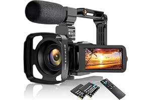 ZHEOZEIG Video Camera Camcorder UHD 2.7K 30FPS 36MP IR Night Version Vlogging Camera Recorder 16X Digital Zoom Camera with 3.0 Inch Touch Screen，Microphone, Handheld Stabilizer, Lens Hood, Remote, 2 Batteries
