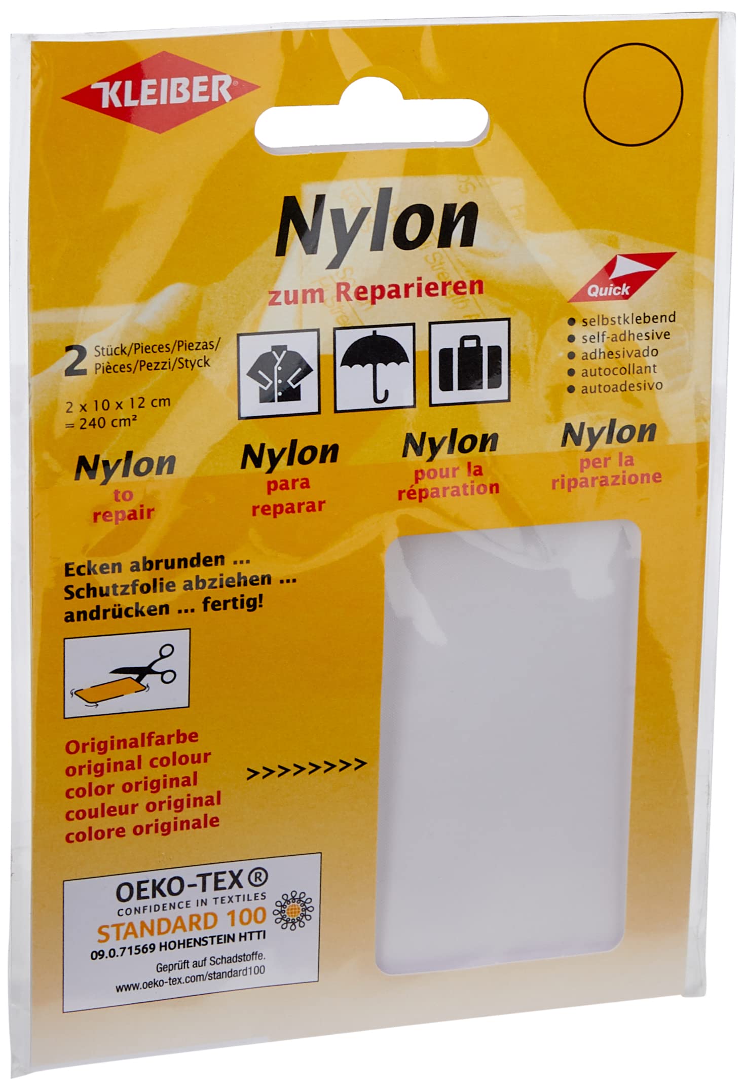 Kleiber Self Adhesive Nylon Repair Material, White