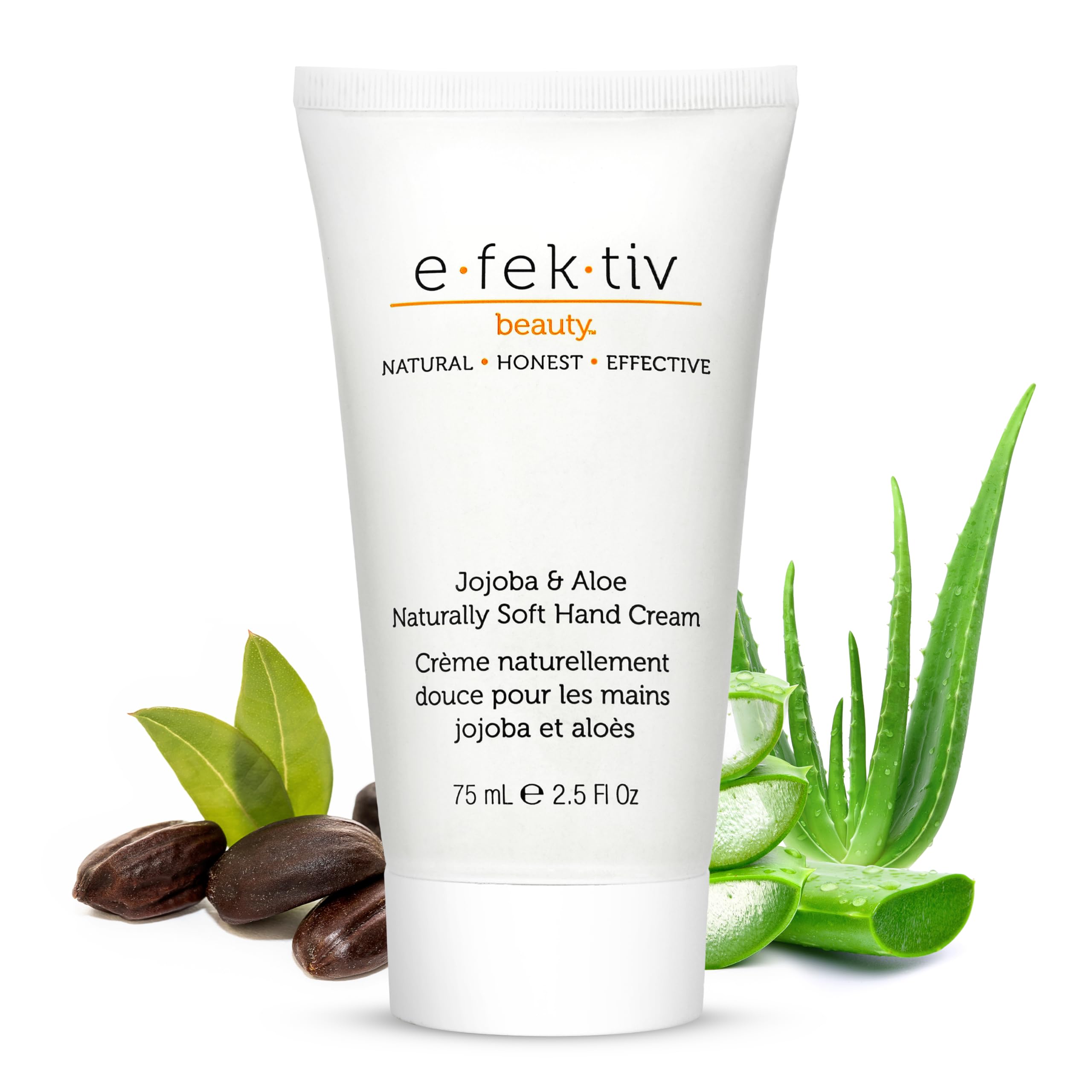 e.fek.tiv beauty Jojoba and Aloe Naturally Soft Hand Cream – Deep Moisturizing Formula - Hydrating Hyaluronic Acid – Enriched with Antioxidants – Sulfate Free – Unisex - 75 ml